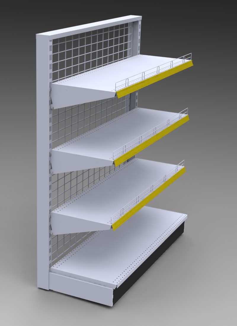 Wire mesh back shelf 7